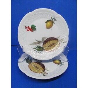 Philippe Deshoulieres Porcelaine Lourioux Pineapple 5.75" Canape Plate Set Of 2